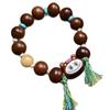 Pulsera de Semillas de Girasol Natural y Raíz de Bodhi con Estrella y Luna Tostada al Carbón Bodhi Pulsera con Borla Linda Estilo Labubu