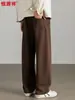 Pantalones de chándal de punto de algodón pesado Hengyuanxiang para hombre, nueva colección de otoño 2026, pantalones rectos para hombre con buena caída, pantalones casuales para hombre