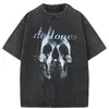 Camiseta Y2K para Hombre, Diseño de Calavera Negra, Estilo Oscuro, Camiseta Pesada Lavada Vintage Harajuku Oversize, Estilo Urbano
