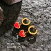 Estilo Ins Titânio de Alta Qualidade Esmalte Coração Amor Colar Design de Nicho Simples Pequeno Coração Vermelho Conjunto de Colar e Brincos
