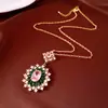 Conjunto de Colar, Brinco e Anel de Prata Banhado a Ouro 18K com Zircônia em Formato de Losango, Oval e Flor - Joias com Design Europeu Americano