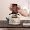 Firestone Rojo Cielo Volador Dunhuang Kung Fu Juego de Té Cerámica Tazas de Té Domésticas Tazas de Té Tazas de Maestro Tetera Antiescaldante con Asa