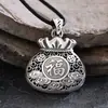Bolsa de la Suerte Vintage Colgante de Plata para Mujer Plata de Ley 999 Colgante Personalizado de Carpa Collar Largo Dragón y Fénix Auspicioso Bolsa de Dinero Hueca