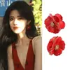Hermosos Aretes de Flor Estéreo Rojo Amapola 2025 Año Nuevo Aretes de Hada de Gama Alta Aretes Únicos de Nicho