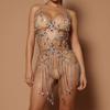 Lujo Luz Lujo Industria Pesada Borla de Diamantes Completa Cadena de Pecho para Mujer Europea y Americana Exagerada Sexy Pasarela Semana de la Moda Accesorios de Cadena Corporal