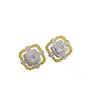 Pendientes de Botón Cuadrados Versa Estilo Lujo Ligero Bloques de Color Nicho Chapados en Oro Diamante Stud Pendientes Estilo Diseñador Chapados en Oro Microincrustación Circonita Pendientes Elegantes para Mujer
