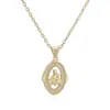 Aogu Hot-Selling Transfronteiriço Nicho Retro Banhado a Cobre Ouro 18K Zircônia Geométrico Pingente Colar Simples e Único Corrente Clavícula