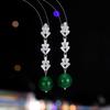 Pendientes Guofeng Estilo Chino Nuevo Ágata Verde Vintage Borla Larga Zircón Exquisitos de Alta Gama Lujo Ligero Plata S925 Pendientes de Pin