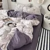 Juego de Cama de Cuatro Piezas de Algodón Acolchado Estilo Retro Maillard de Lujo Ligero Transfronterizo Sábana Bajera Sábana Encimera Funda de Edredón Ropa de Cama al por Mayor