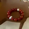 [Crepúsculo] Novo Estilo Pulseira de Flor de Ágata Vermelha Âmbar Sintético para Boa Sorte 10mm Elegante da Moda Pulseira Feminina