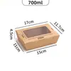 Caja de almuerzo desechable de papel kraft engrosado con tapa abatible, caja de embalaje para llevar, sushi, ensalada, pollo frito, caja de almuerzo de papel kraft con ventana