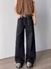 Jeans largos de pierna ancha rectos de diseño holgado estilo callejero curvo con orejas de gato, corte limpio, retro americano, transfronterizo