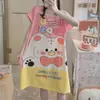 Pijama de verano para mujer de talla grande, diseño de dibujos animados lindo, para damas de talla grande, vestido camisón de seda de leche para el hogar, venta al por mayor