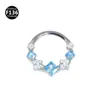 1,2 mm de espessura 8 ~ 10 mm de diâmetro interno liga de titânio cor quadrada costura zircão nariz piercing septo nasal jóias