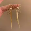 Anos Dourados, Luxo Leve, Brincos Longos com Franjas Douradas, Brincos Únicos de Flor Super Brilhantes com Franjas de Alta Qualidade