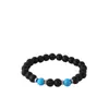 Accesorios de explosiones transfronterizas piedra volcánica negra mate de 8 mm piedra de ámbar fósil de viento pulseras de yoga para hombres y mujeres al por mayor