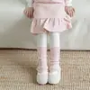 Calcetines de algodón para niña Shoeshang con mini moños, engrosados y cálidos para otoño e invierno, adecuados para usar con leggings como calentadores de pantorrillas