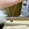 Anillo Colgante de Plata de Ley S925 Redondo Luz Brillante Rosa Diosa Perla Shijia Collar para Mujer Lujo Accesible Sencillo Collar de Gama Alta