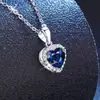 Collar Weizi Transfronterizo de Plata Pura s925 de Alta Calidad con Rubí Cultivado, Esmeralda, Zafiro, Moissanita en Forma de Corazón para Mujer