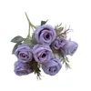 Simulación de 7 cabezas rosa perla fotos de boda sosteniendo ramo flores artificiales decoración de fotos retro sosteniendo flores comercio exterior flores de seda