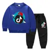 Roupas infantis coreanas novas para primavera e outono suéter infantil calça conjunto de duas peças TikTok TikTok algodão manga longa terno