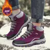 Zapatos de Senderismo para Pareja Otoño e Invierno Forrados de Lana Calientes Zapatos de Viaje Botas de Nieve para Exteriores de Mujer Antideslizantes Zapatos Deportivos de Senderismo para Hombre