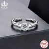 Anillo Twist Abrible Ai Fu Le Lujo Ligero Brillante de Moissanita de 1 Quilate Plata de Ley S925 Anillo Ajustable Joyería para Mujeres