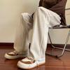 Pantalones de avena estilo japonés retro, holgados, de pierna ancha, con diseño de nicho, con drapeado, informales, rectos.