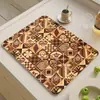 Alfombrilla Drenante de Barro Diatomeas Estilo Bohemio Alfombrilla para Encimera de Cocina Mesa Alfombrilla Resistente a Manchas Aislamiento Térmico Alfombrilla de Secado Antideslizante