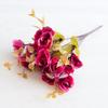 Atacado do Fabricante Flores Artificiais de Outono de Alta Qualidade 14 Cabeças Rosas Persas 7 Garfos Rosa Europeia Flores Artificiais de Seda