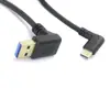 Cabo de mola USB 3.0 para Tipo-C com cotovelo duplo personalizado, cabo de extensão de dados e carregamento para equipamentos, macho-macho, dobrado lateralmente