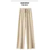 Suéter de Cachemira para Otoño e Invierno para Mujer Pantalones de Pierna Ancha de Línea Media de Color Sólido con Cordones de Cintura Alta Versátiles Casuales Pantalones de Lana Pura Estilo Coreano