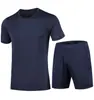 Tamanho Europeu Transfronteiriço Masculino Verão Casual Confortável Roupa Esportiva Gola Redonda Manga Curta Shorts Casual para Casa Conjunto de Duas Peças