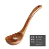Cuchara de madera mango largo cuchara para sopa hogar estilo japonés y coreano tamaño grande y pequeño para servir avena madera arroz colador cuchara grabado mayoreo