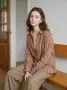 "Versión Correcta" Camisa de Lino Rayado Teñido en Hilo Estilo Old Money para Mujer Otoño/Invierno 2026 Top Casual Simple de Manga Larga