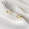 Aretes de botón de clip pequeño de plata s925 estilo coreano, lindos aretes de temperamento con pin de diamante estilo japonés G6648