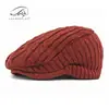 Boina de Lã Estilo Britânico Retrô Chapéu de Tricô Outono e Inverno Feminino Chapéu Pontudo Quente Forrado com Lã Chapéu Casual para Frente para Homens