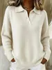 En Stock Transfronterizo Europeo y Americano Otoño e Invierno Nuevo Estilo Holgado Estilo Perezoso Suave Camisa Polo para Mujer de Manga Larga con Botones