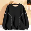 Sudadera de Terciopelo para Otoño e Invierno para Hombre, Casual, Cuello Redondo, Pulóver, Top, Chaqueta Holgada, Camisa Base Versátil, Manga Larga, Cálida