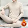 Traje de polar de cuello alto medio de invierno para hombre, ropa interior térmica autocalentable, conjunto de otoño ajustado de cuello medio para parejas