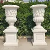 Vasos de Flores de Mármore, Vasos de Flores de Pedra Estilo Europeu, Vasos de Flores de Mármore Branco, Vasos de Flores Esculpidos em Pedra para Paisagismo de Jardim, Fabricantes de Vasos de Flores