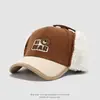 Gorra de Béisbol con Visera para Niños de Otoño e Invierno al Aire Libre Exportación Oso de Dibujos Animados Oso Gorra de Béisbol de Pana Protección Auditiva de Felpa Gorro para Bebé