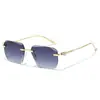 Gafas de sol sin montura con incrustaciones de diamantes y montura de metal, forma cuadrada, diseño transfronterizo personalizado con Ins para hombre, 2026