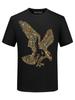 Camiseta de Manga Corta para Hombre Estilo Europeo Tendencia Caliente Ropa con Diamantes Águila para Hombre Holgada Camisa Social Talla Grande