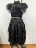 Disfraces de Halloween Carnaval Niñas Miércoles Vestido Largo Negro Adams Disfraz Punto