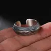 Anillo Vintage Escama de Dragón para Hombre Moderno Distintivo Anillo Abierto Moda Estilo Hip Hop Plata Tailandesa Imitación Patrón de Serpiente Anillo Individual para Hombre