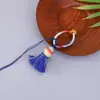 Chaveiro Pingente Anel com Franja de Fio de Algodão Céu Estrelado Pingente de Nó de Diamante Brocado Song Acessório Pingente DIY Artesanal Charme para Bolsa