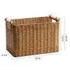 Grande cesta de armazenamento com trama semelhante ao rattan, no estilo INS da moda, perfeita para organizar armários e guarda-roupas, e para armazenamento simples na sala de estar