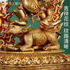 Estatua protectora mágica Yan de cobre completamente dorada Estatua de Buda Yan Zun Adornos hechos a mano para adoración en el hogar de Tíbet Nepal 7 pulgadas