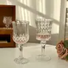 Copo de champanhe em relevo de vidro estilo Ins, taça de vinho tinto, copo alto para vinho, copo de água para casa